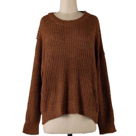 Chocolate Drop Shoulder Hem Soft Cable Knit Sweater NWT - Picture 1 of 1